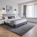Gray Rabbit Striped Plush Rug 5'x7', Fluffy Shaggy Area Rug by CHOVY