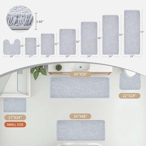 Disolla Silver Grey Bathroom Rugs 24x36, Non-Slip Plush Thick Bath Mat - Image 2