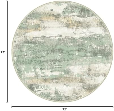 BEIMO 6FT Green Abstract Round Area Rug, Washable Non-Slip - Image 2