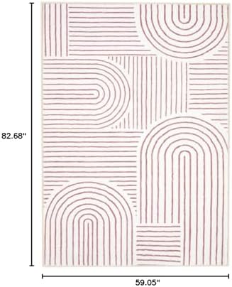 Lahome Abstract Pink and White Rugs - Image 2