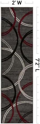 Rugshop Wavy Circles Modern Non-Shedding Runner Rug Red 2' x 7'2" - Image 2