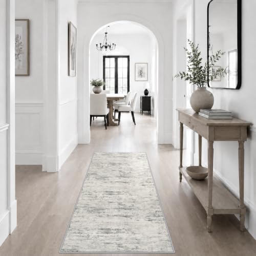 2x5 Washable Runner Rug：Modern Abstract Kitchen Soft Carpet Gray - Image 5