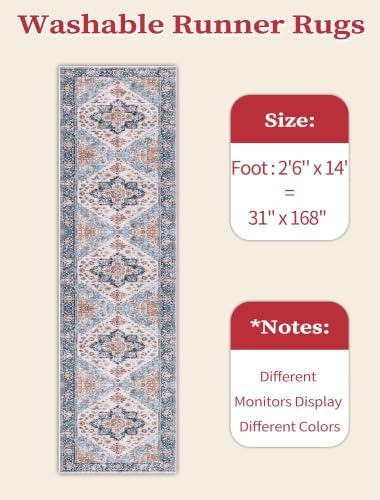 SERISSA 2'6"x14' Washable Non Slip Boho Runner Rug - Image 6