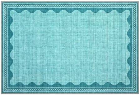 GarveeHome Scalloped Teal Door Mat Indoor Rugs - Image 4