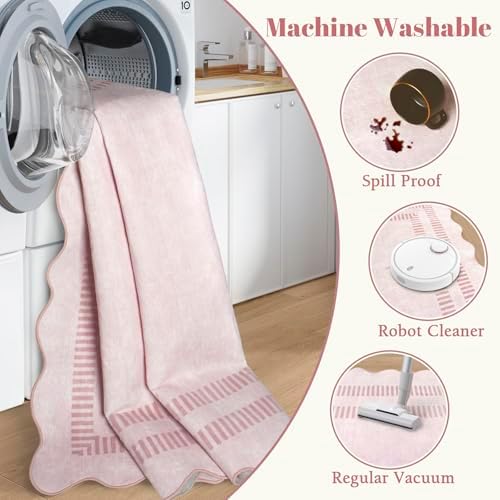 Pink Rugs for Living Room 8x10, Solid Machine Washable Area Rugs for Bedroom - Image 5