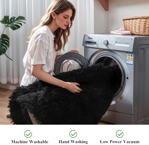 4x6 Thick Black Fluffy Shag Rug - Image 5