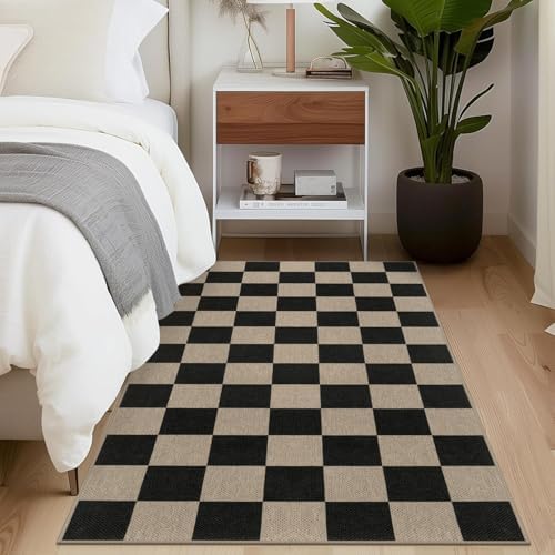 Rugalia Easy Jute Checkered Entryway Rug, 3x5 Black Small Outdoor Rug - Image 5
