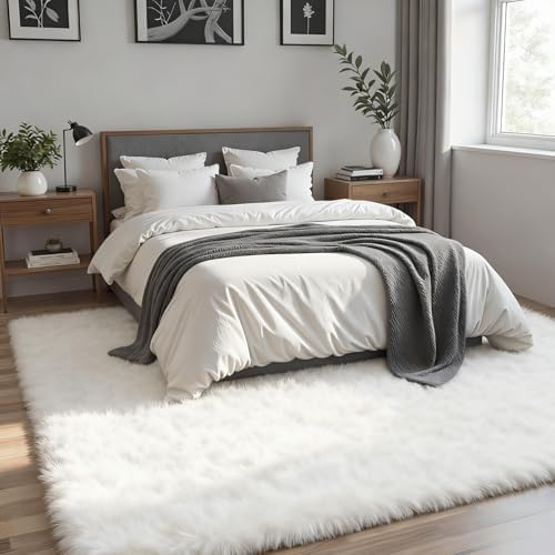 8x10 White Fluffy Fuzzy Shag Area Rug - Image 2