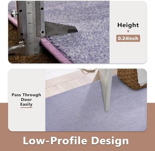 2x6 Purple/White Runner Rug Non-Slip Washable - Image 6