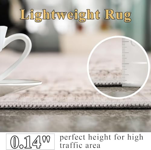 5x5 Area Rug Washable Living Room Rugs: 5ft Square Ultra Thin Soft Oriental - Image 5