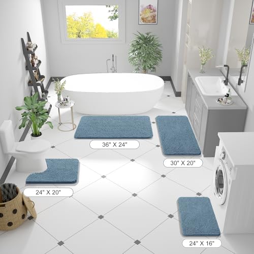OLANLY Bathroom Runner Rugs 47x17, Extra Soft Absorbent Chenille Bath Rugs - Image 2
