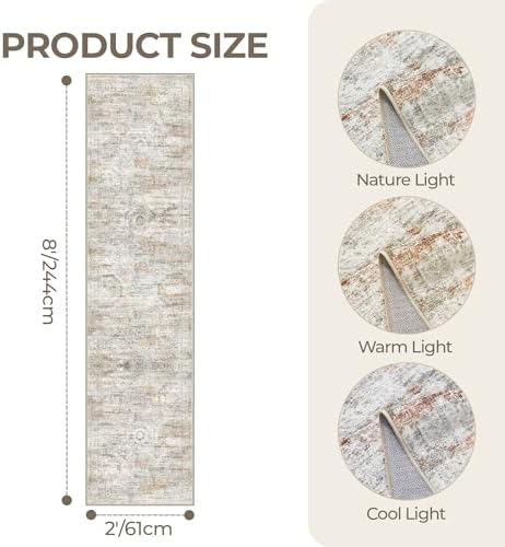 2x8 Runner Rug Non Slip, Washable Hallway Runner Rug - Image 2