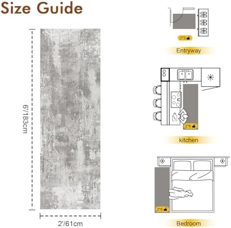 2x6 Ft Abstract Washable Runner Area Rugs - Image 2