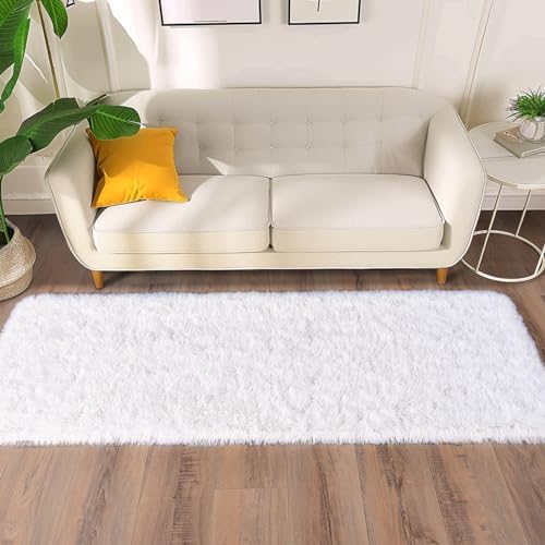 Soft Runner Rugs for Bedroom Hallways Washable, 2 Packs 2x6 White - Image 3