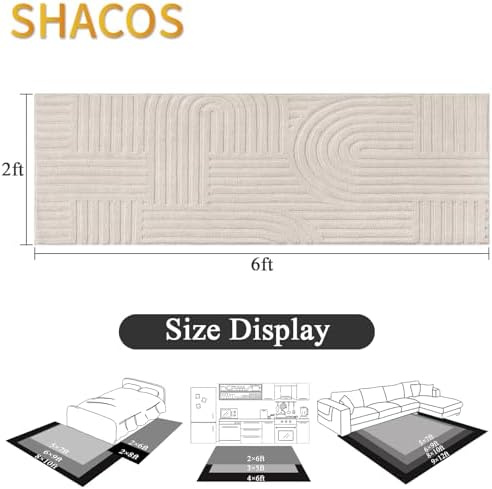 SHACOS Soft Cozy Fluffy Arch Pattern High Low Pile Runner Rugs 2'x6' Non Slip - Image 2