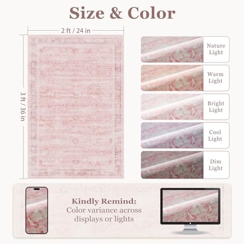 Small Pink Rug 2x3, Aesthetic Area Rug - Image 2