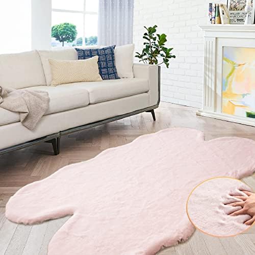 ORINOVA Pink Fluffy Shag Carpet Faux Bunny Washable Plush Fur Area Rugs by ORINOVA