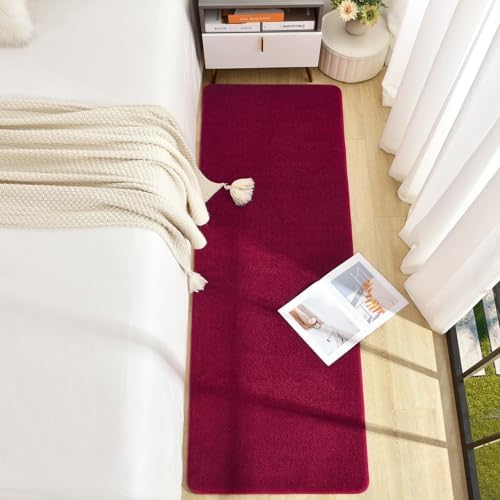BENRON Soft Runner Rugs for Bedroom Hallway 2x6 Wine Red, Non Slip Washable - Image 3