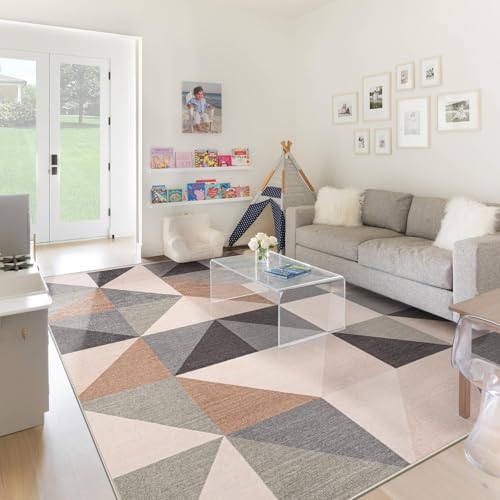 Washable Rug 8x10 Area Rugs: Modern Geometric Area Rug - Image 5