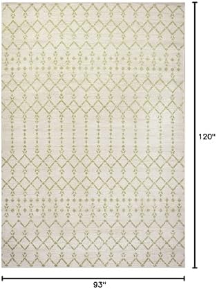 JONATHAN Y Moroccan Geometric Indoor Outdoor Area Rug 8X10 Cream/Green - Image 2
