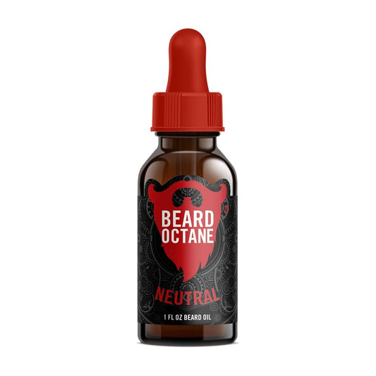 Beard Octane: Neutral - Natural Beard Oil w/Argan Oil - 1 Oz - Promotes Healthy Softer Beards - Made in USA - Premium Handcrafted Beard Care