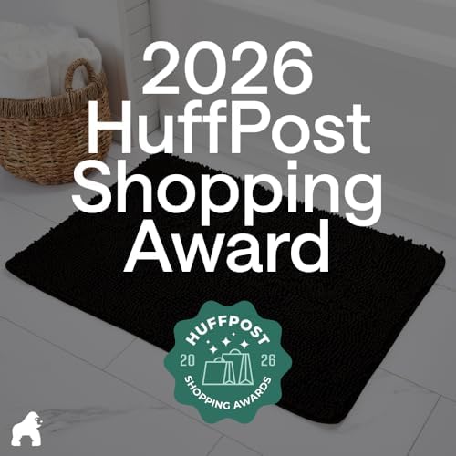 GORILLA GRIP Bath Rug Mat for Bathroom, Absorbent Chenille, 70x24 Black - Image 6