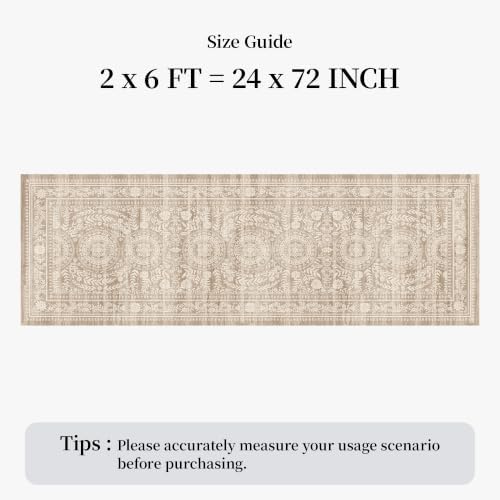 Puino 2x6 Hallway Runner Rug: Washable Non-Slip Boho Kitchen Floor Mat - Image 2
