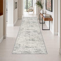 3x10 Washable Runner Rug：Modern Abstract Kitchen Soft Carpet Gray by FXRHLP