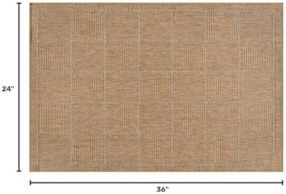 Beverly Rug Easy Jute Checkered Squared Entry Rug 2x3 Washable Durable Indoor - Image 2