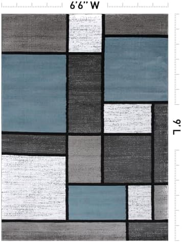Rugshop Modern Abstract Geometric Non-Shedding Area Rug Gray 6'6" x 9' - Image 2