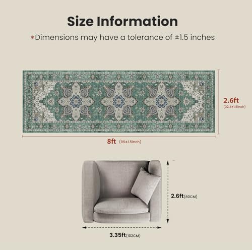 Amada 2'6"x8' Washable Runner Rug - Image 2