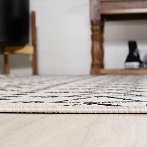 JONATHAN Y Moroccan Geometric Indoor Outdoor Square Area Rug 4X4 Cream/Black - Image 5