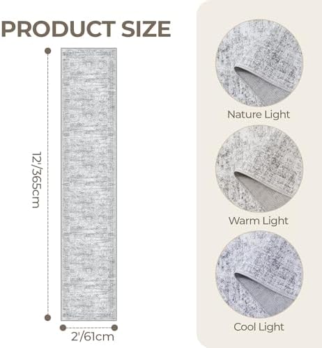2x12 Runner Rug Non Slip, Washable Hallway Runner Rug - Image 2