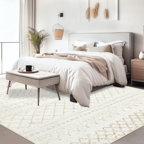 Area Rug for Living Room 10x14: Large Washable Boho Moroccan Rugs Geometric - Image 4