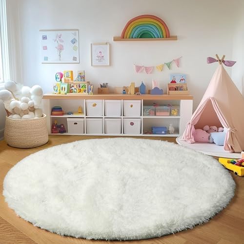 ONASAR Cream White Round Rugs 7ft - Image 6