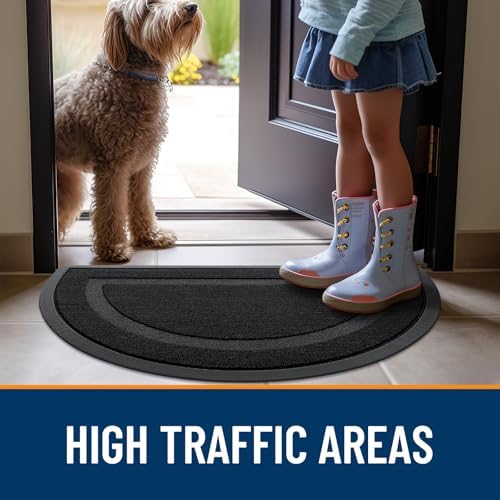 OLANLY Half Circle Front Door Mat Outside 35x23 All-Season Rubber Doormat - Image 6