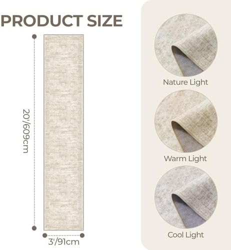 3x20 Runner Rug Non Slip, Washable Hallway Runner Rug - Image 2