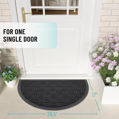OLANLY Half-Circle Front Door Mat 29.5x17, Heavy-Duty Rubber Doormat - Image 2