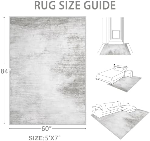 Area Rugs 5x7 Living Room: Washable Rug Modern Abstract Rugs Soft Non Slip - Image 2