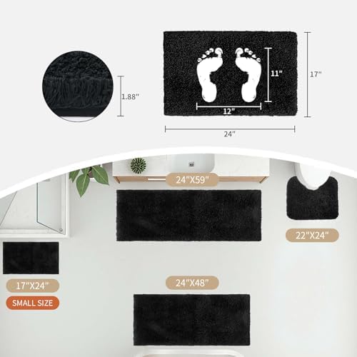 Disolla Black Bathroom Rugs 17x24, Non-Slip Plush Small Bath Mat - Image 2