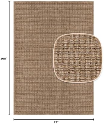 Beverly Rug Easy Jute Natural Rug 6x9 Solid Washable Durable Outdoor Indoor - Image 2