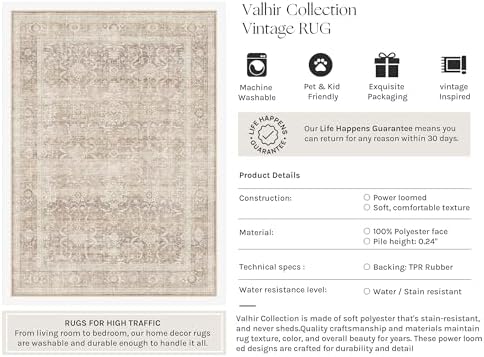 HUGEAR Beige Washable 3x5 Area Rugs - Image 4