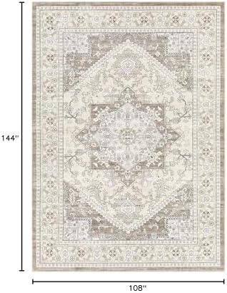 Washable Area Rug-9X12 Vintage Neutral Soft Brown - Image 2