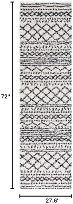 SAFAVIEH Arizona Shag Runner Rug 2'3"x6', Soft Plush Ivory & Black ASG741Z - Image 2