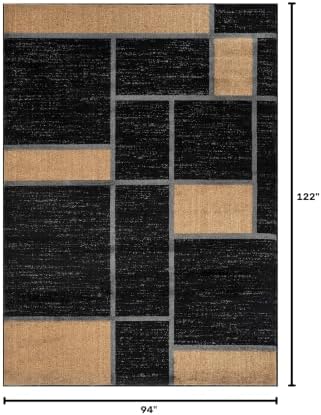 Rugshop Geometric Boxes Modern Non-Shedding Area Rug Jute 7'10" x 10'2" - Image 2
