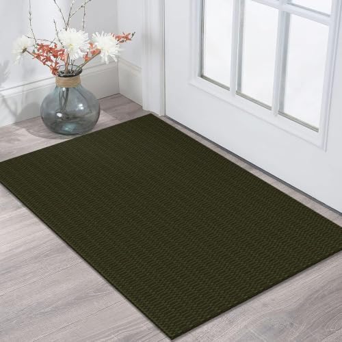 KOZYFLY 2x3 Washable Entryway Rug, Woven Door Mat, Sage Green/Taupe by KOZYFLY