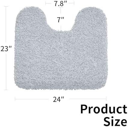 Disolla Toilet Rug 22x24 Silver Grey, Soft Toilet Mat U-Shaped Washable - Image 2