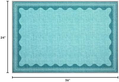 GarveeHome Scalloped Teal Door Mat Indoor Rugs - Image 2