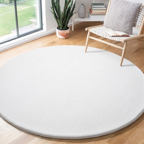 Amearea White Round Area Rugs 4ft Circle Rugs by AmeareaDirect