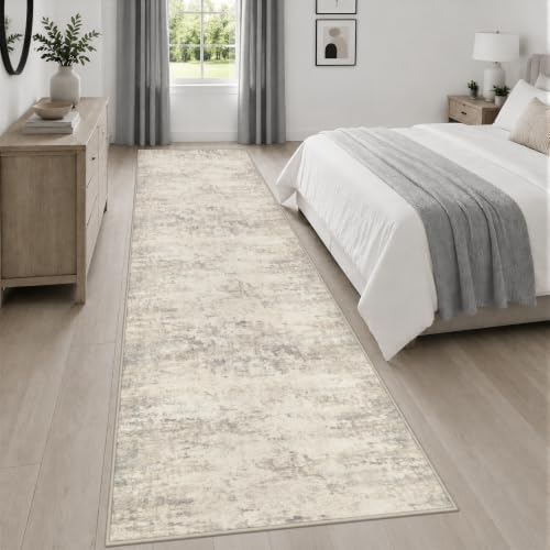 3x14 Washable Runner Rug：Modern Abstract Soft Carpet Brown Beige - Image 3